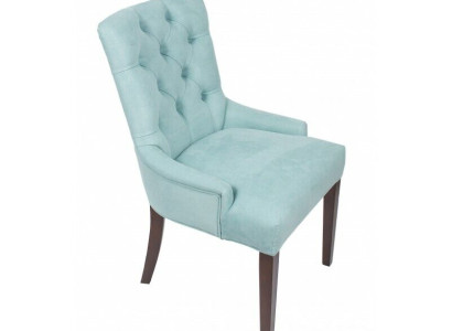 Klassischer Chesterfield Blauer Stuhl Polster Sessel Textil Lehnstuhl